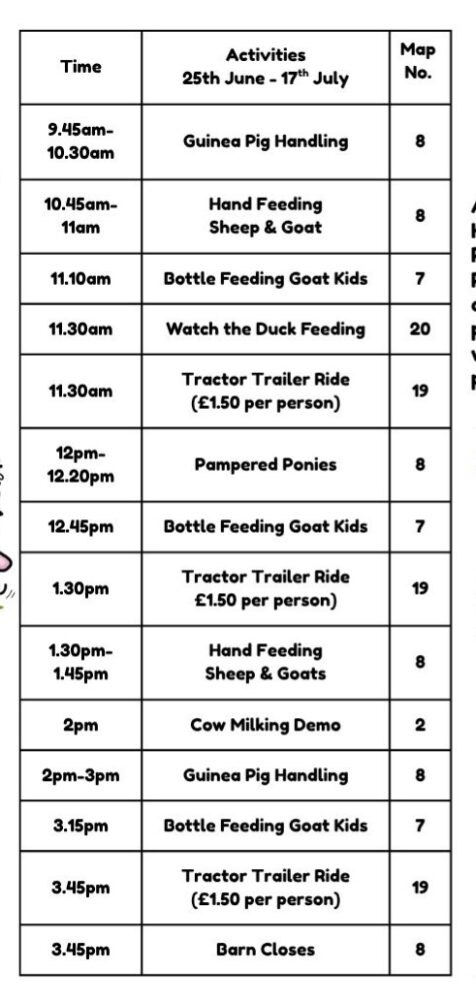 Farmer Palmers weekday activities on the farm