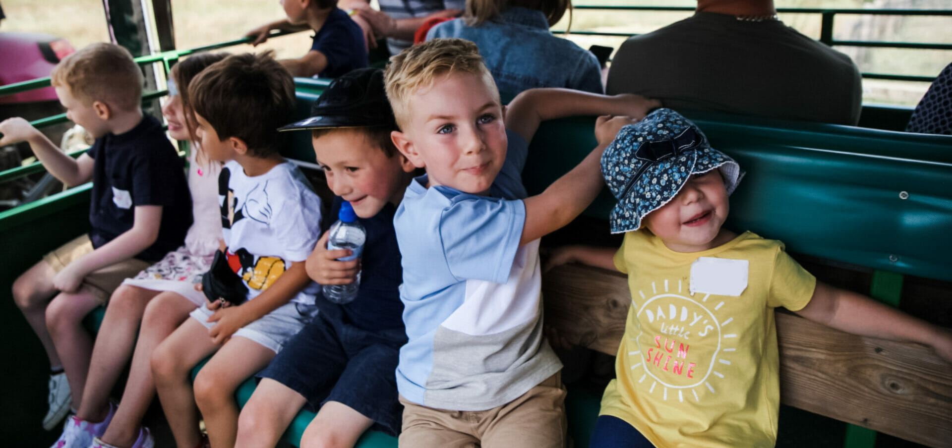 kids on tractor trailer