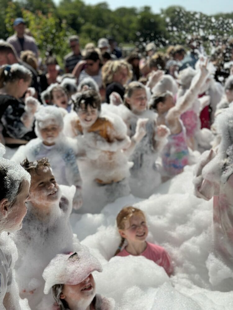 kids in foam at Farmer Palmer's foam party near Poole
