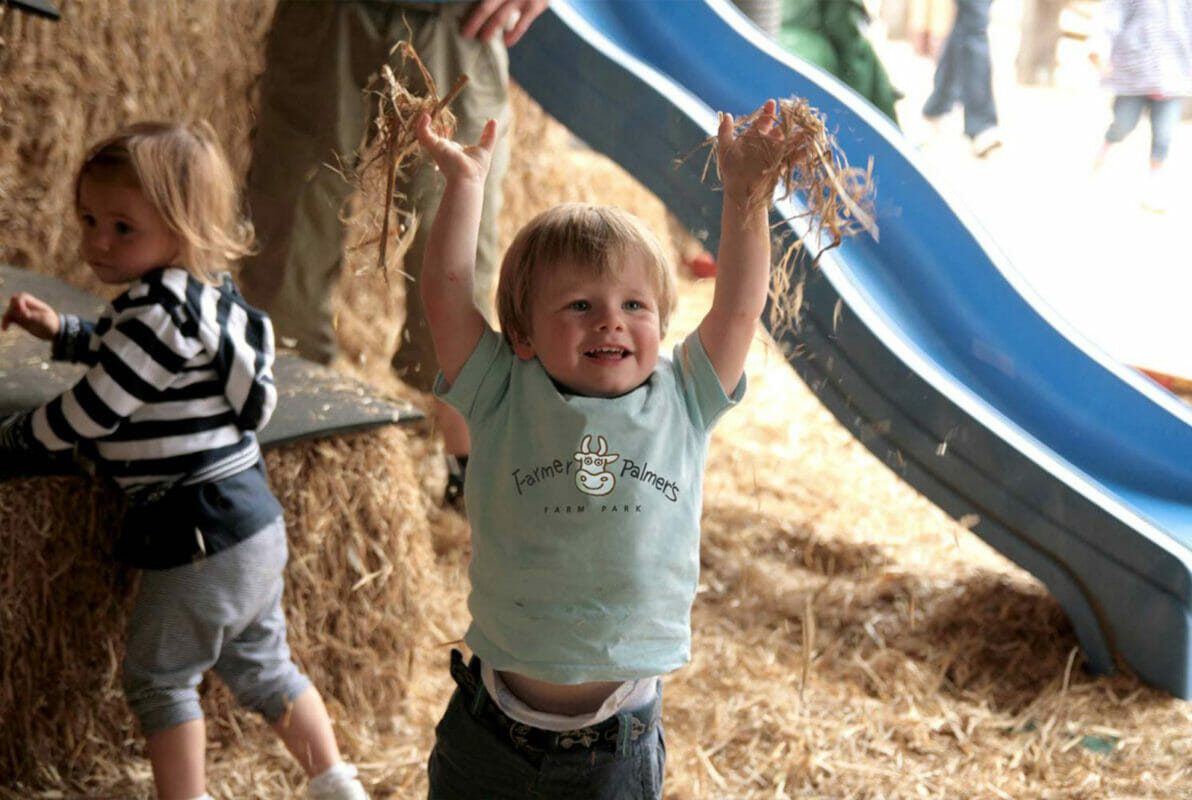 kids playing at the straw mountain